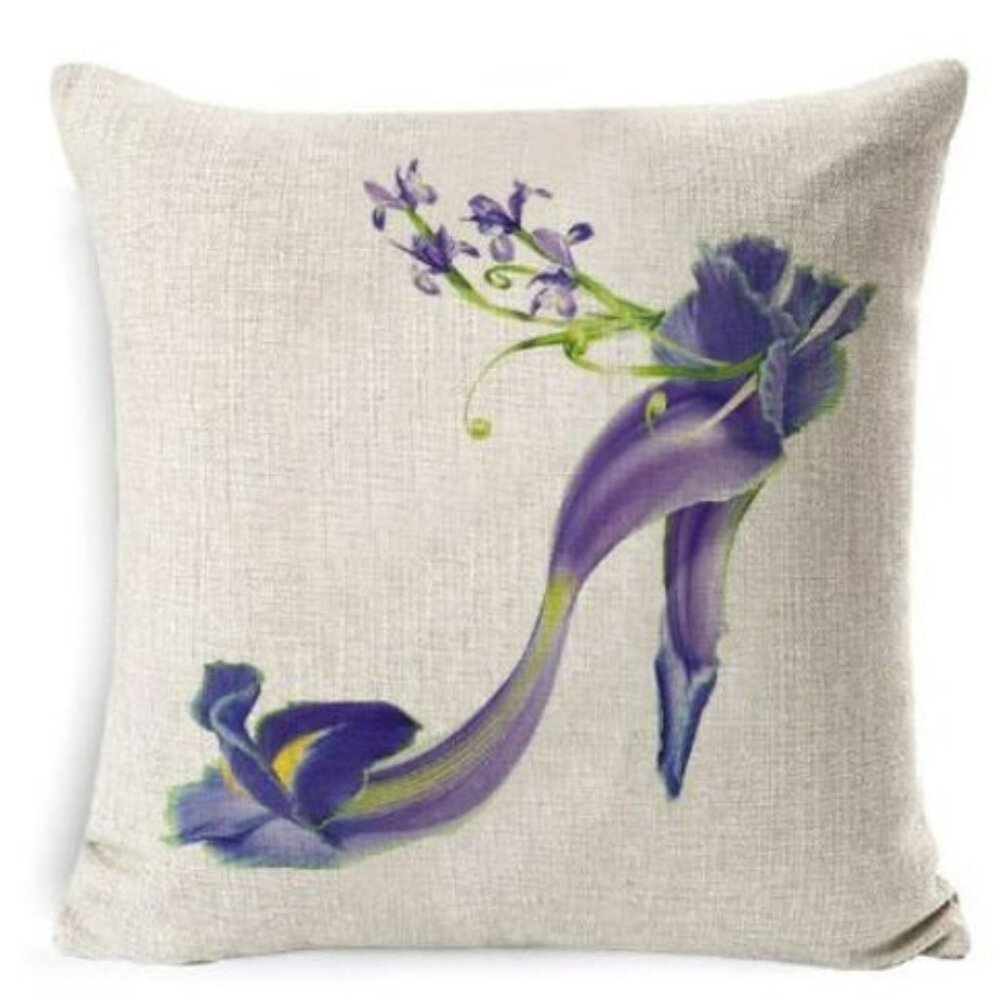 Purple Iris Flower Shoe Pillow Cover